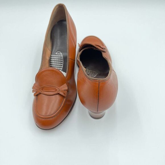 Velvet Step Vintage 1950’s Tan Brown Leather Women Heels Size 6.5 - Picture 7 of 12